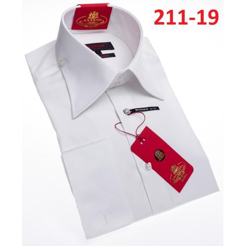 Axxess White Cotton Modern Fit Dress Shirt With Button Cuff 211-19.